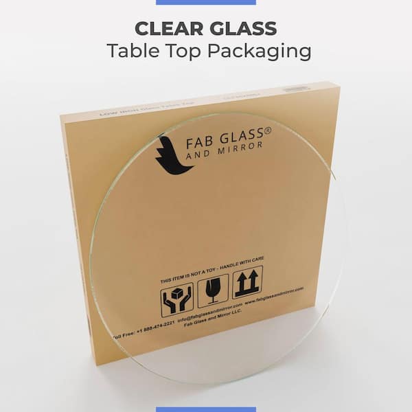 Fab Glass and Mirror 42 in. Clear Round Glass Table Top, 1/2