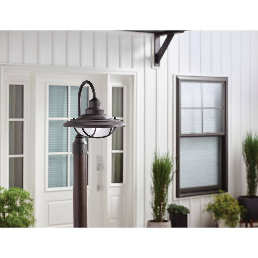 Harvest Ridge Black Aluminum Outdoor Post Light with White Shade