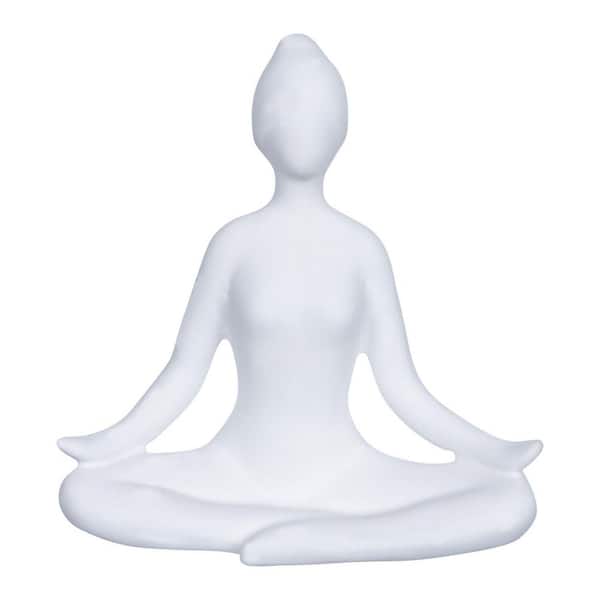 HomeRoots 6.75 in. White Minimal White Meditation Statue