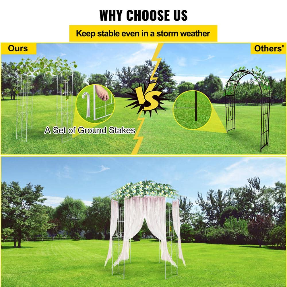 White Heavy Duty Wrought Iron Birdcage Garden Arbor