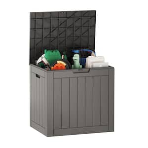 31 Gal. Resin Gray Waterproof Deck Box for Indoor/Outdoor Use, Storage Bin for Outdoor Toys UV Resistant