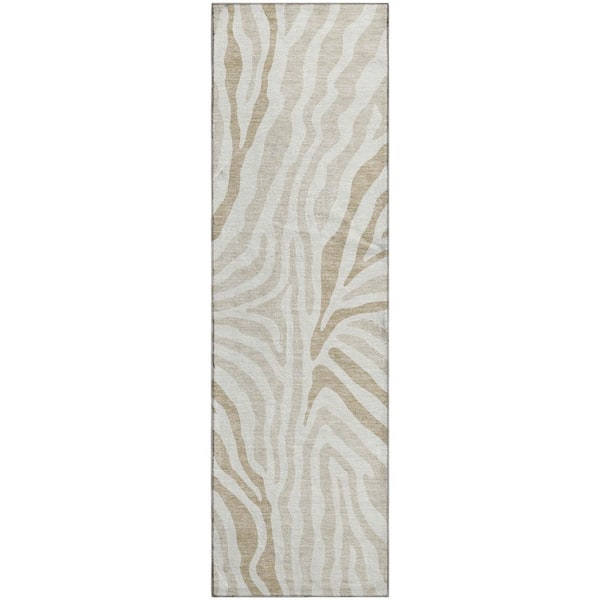 Mayfield Premium Machine Washable Abstract AMF2523 Ivory 2 ft. x 7 ft. Runner Rug