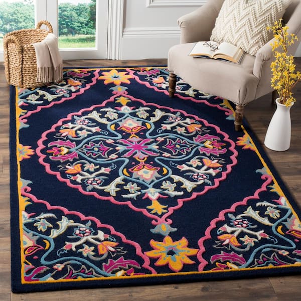 Bellagio Navy Blue/Multi 2 ft. x 5 ft. Border Area Rug