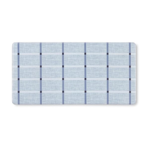 TOWN & COUNTRY LIVING Basic Comfort Plus Windowpane Plaid Blue 18 in. x 39 in. Anti Fatigue Mat