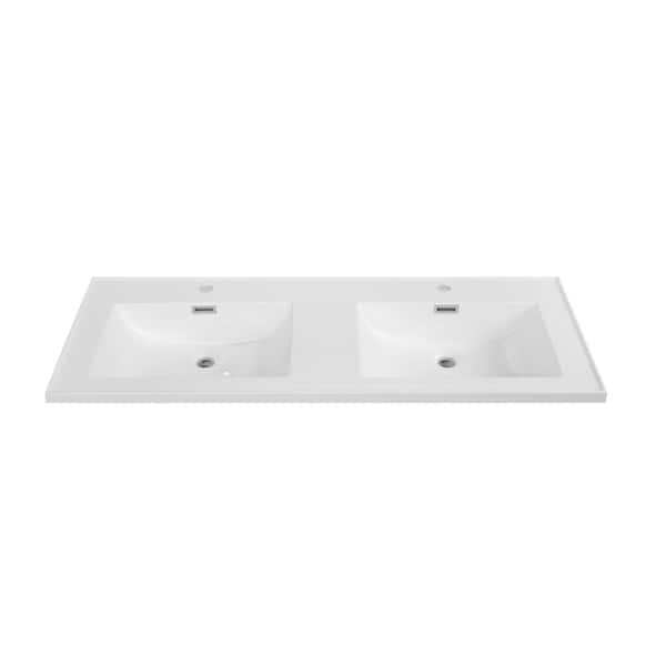 Streamline 47.2 in. W x 18.9 in. D Solid Surface Resin Vanity Top in White