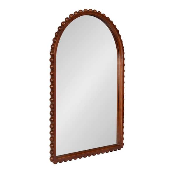 Beadbrook Walnut Brown 20 in. x 30 in. Arch Wood Wall Mirror