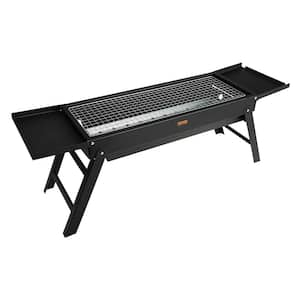 23in. Portable Charcoal Grill Flat Top Propane Gas Grills Compact Foldable Grill in Black with Heavy Duty Steel Grill