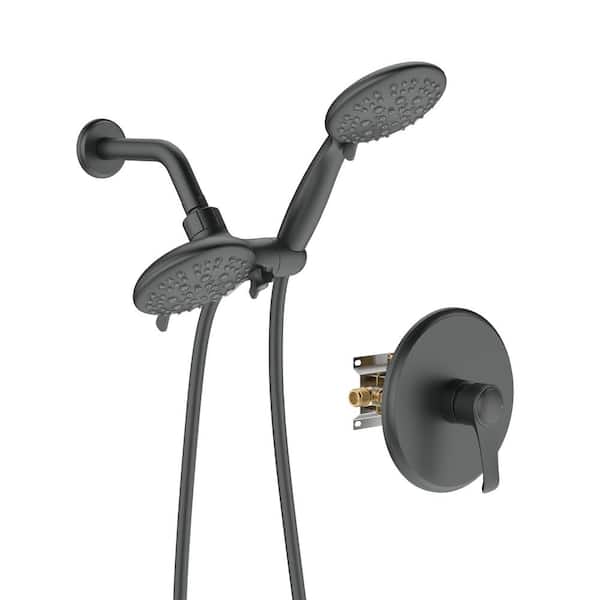 Unbranded 2-in-1 Single Handle 6-Spray Shower Faucet 1.8 GPM with High Pressure Dual Shower Heads Shower System in Matte Black