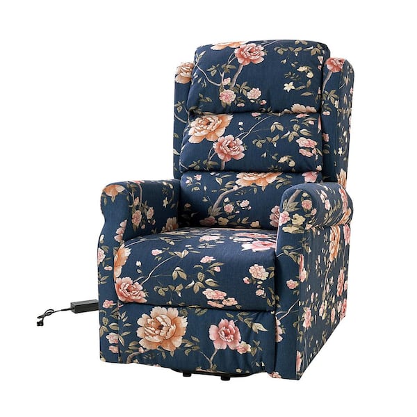 JAYDEN CREATION Flamin Navy Lift Assist Power Recliner with 1-Side Pocket