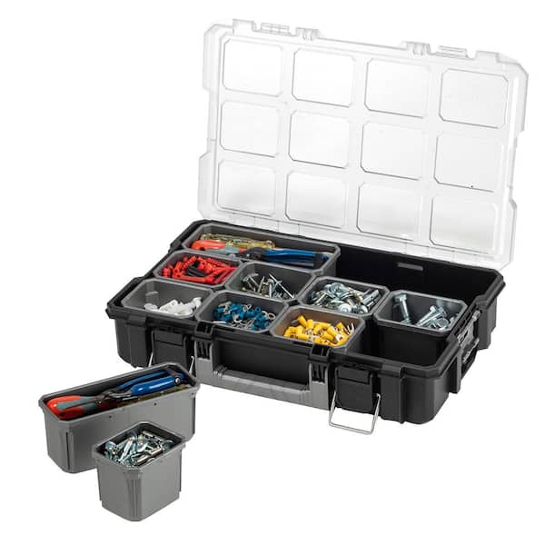 Husky - 10-Compartment Interlocking Small Parts Organizer in Black