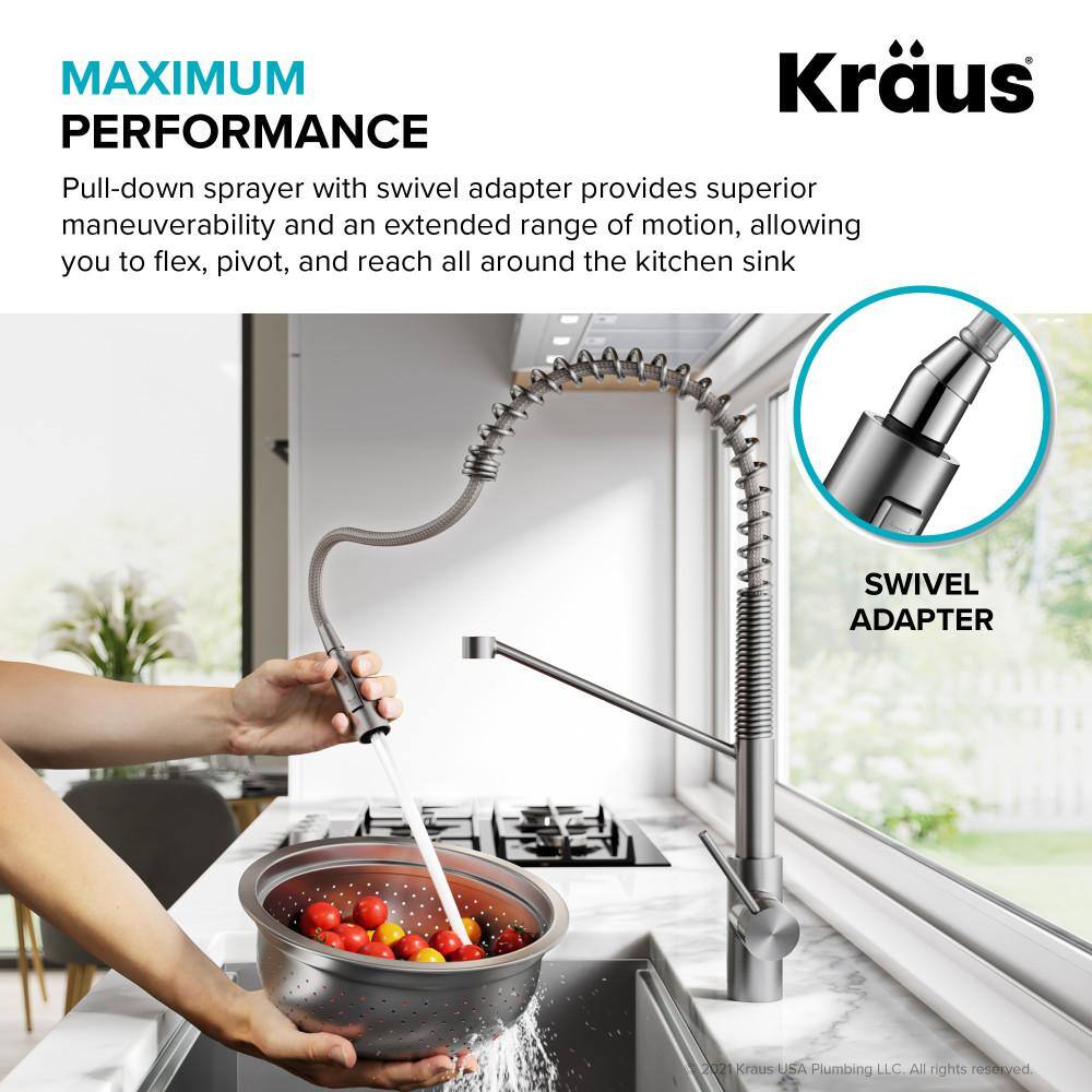 Stainless Steel Commercial Pull-Down Kitchen Faucet with Spray