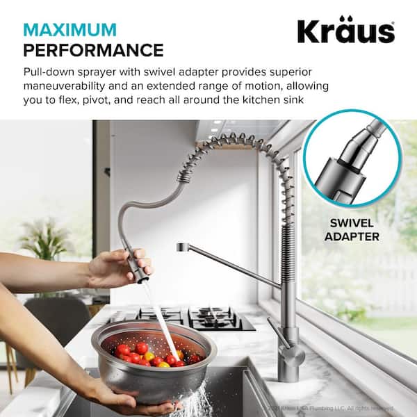 KRAUS Oletto Single-Handle Pull-Down Sprayer Kitchen Faucet in all