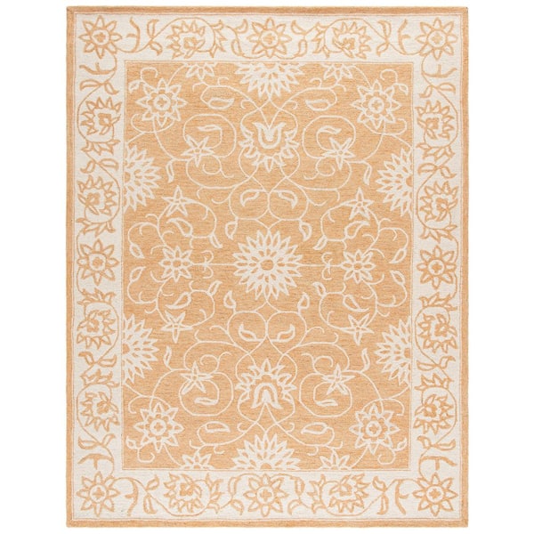 Jardin 8 ft. x 10 ft. Yellow/Ivory Border Floral Area Rug