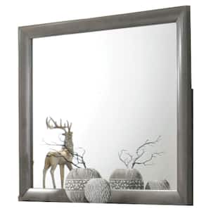 39 in. W x 35 in. H Wooden Frame Gray and Silver Wall Mirror