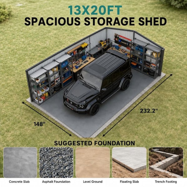 Daheat Cix, 13 ft. W x 20 ft. D, Outdoor Multifuctional Metal Shed