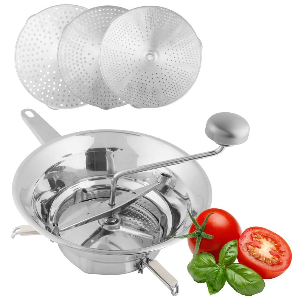 Stainless Steel Food Mill with 3 Milling Discs (Fine/Medium/Coarse), 14x9.25x7.13 in. Dishwasher Safe Rotary Food Mill price history on PriceWatchPro
