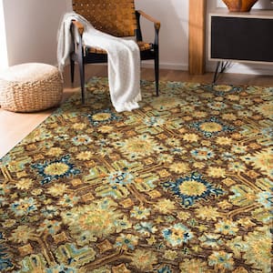 Jackson 9 x 12 Brown Traditional Pattern Area Rug for High Traffic Living Room Dining Room Bedroom