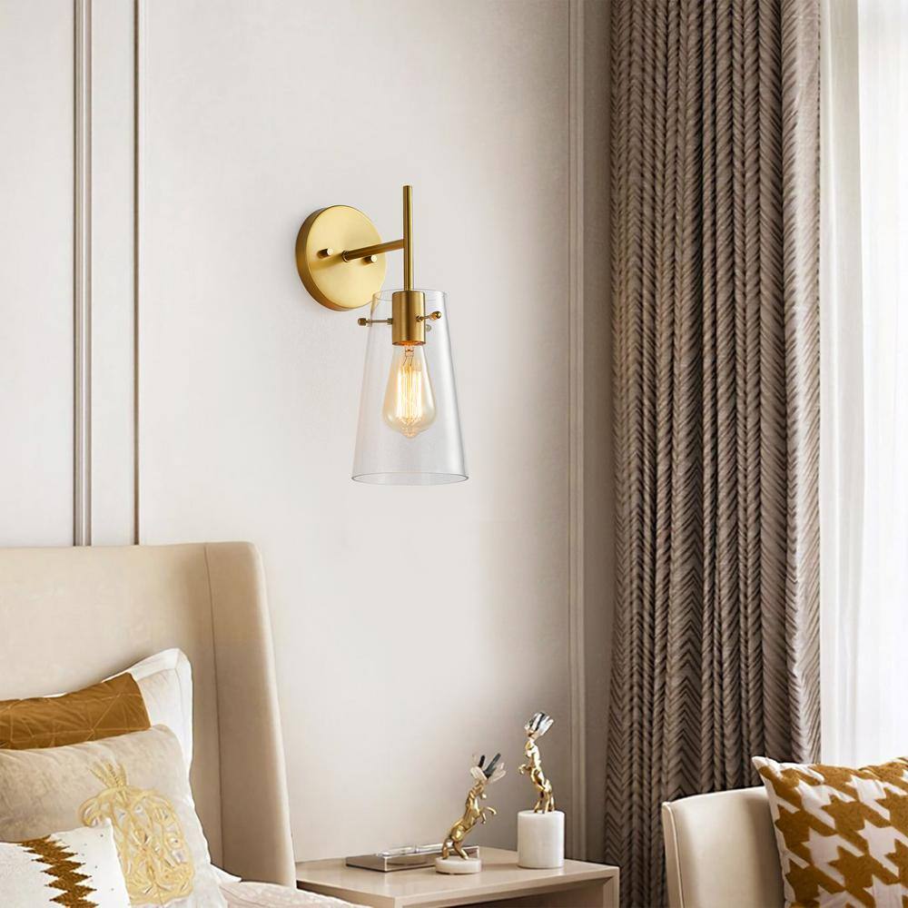 Kawoti Dimmable Brass and Gold Outdoor Wall Sconce, 13" Height