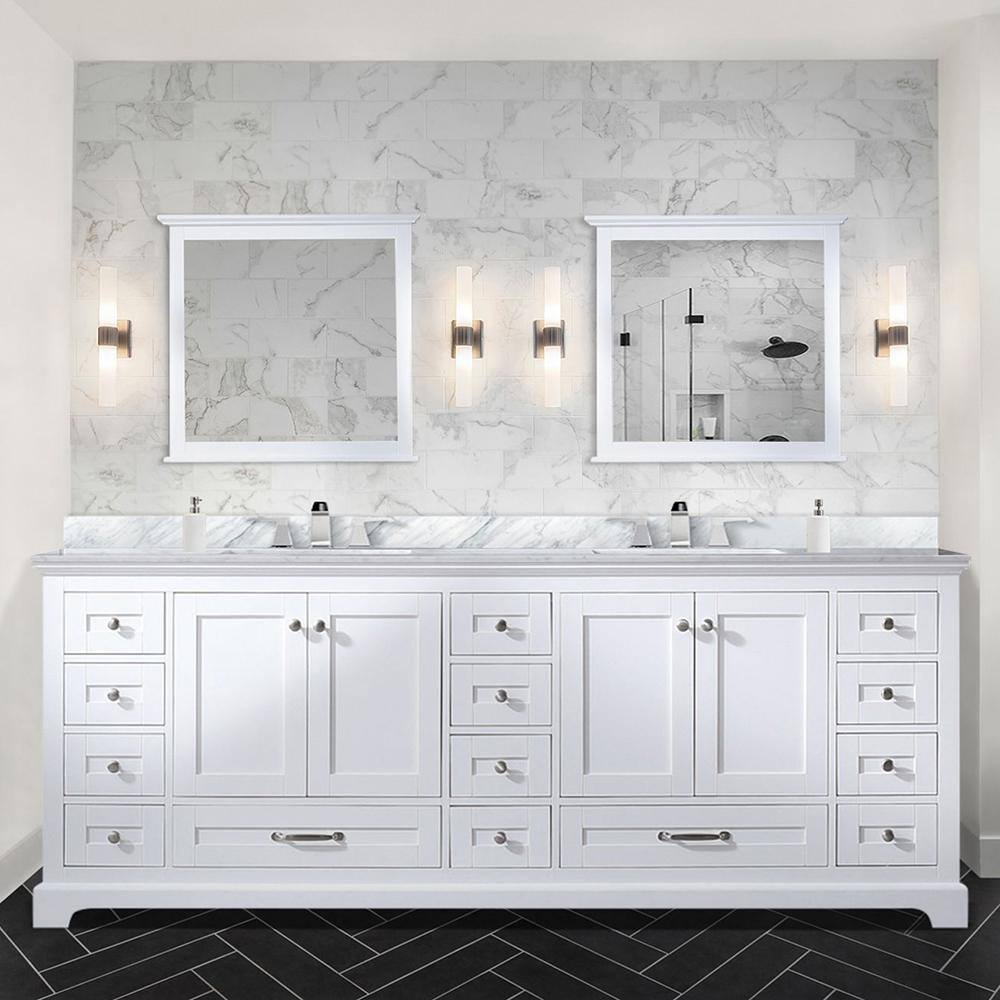 White Double Freestanding Vanity with Ample Storage