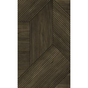 Walnut Textured Geometric Wood Panel Style Paste the Wall Double Roll Wallpaper 57  sq. ft.