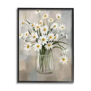 Daisy Bloom Bouquet Potted Flowers Abstract Pattern by Nan Framed Nature Art Print 20 in. x 16 in.
