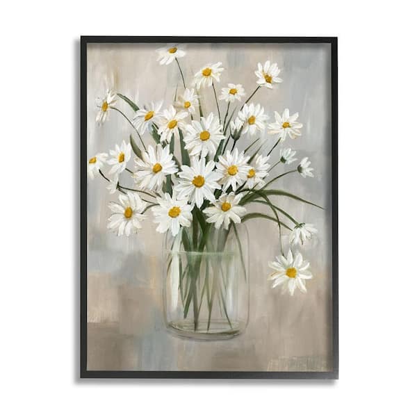 The Stupell Home Decor Collection Daisy Bloom Bouquet Potted Flowers Abstract Pattern by Nan Framed Nature Art Print 20 in. x 16 in.