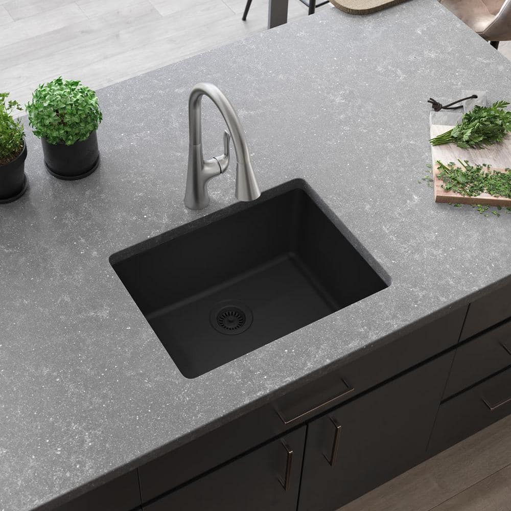 Matte Black Quartz Single Bowl Undermount Kitchen Sink