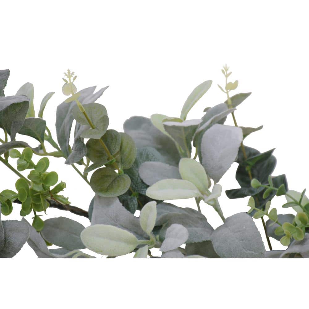 22" Green Artificial Lambs Ear Wreath with Foliage