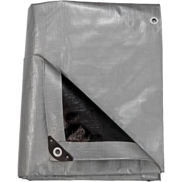 Sunnydaze 9 ft. x 12 ft. Gray-Black Polyethylene Tarp