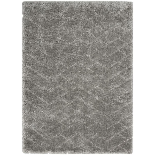5 ft. x 7 ft. Gray Chevron Shag Area Rug