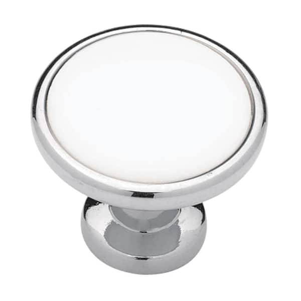 Liberty Liberty Ceramic Insert 1-3/16 in. (31 mm) Chrome and White Cabinet Knob