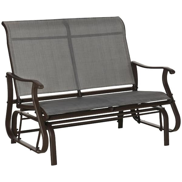 Zeus & Ruta 2-Seat Outdoor Metal Frame Stand Patio Swing Chair with Adjustable Tilt Canopy in Mixed Grey
