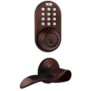 Oil Rubbed Bronze Keyless Deadbolt and Lever Handleset Door Lock Combo with Remote Control and Electronic Digital Keypad