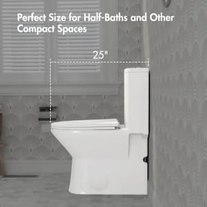 Naples 25 in. Depth 1.1/1.6 GPF Dual Flush Compact Elongated Chair Height One Piece Toilet in White, 12 in. Rough-in