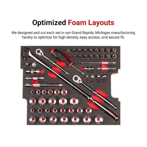 TEKTON 1/4.3 in./8 in. Drive 6-Point Socket Set with Lid Insert in