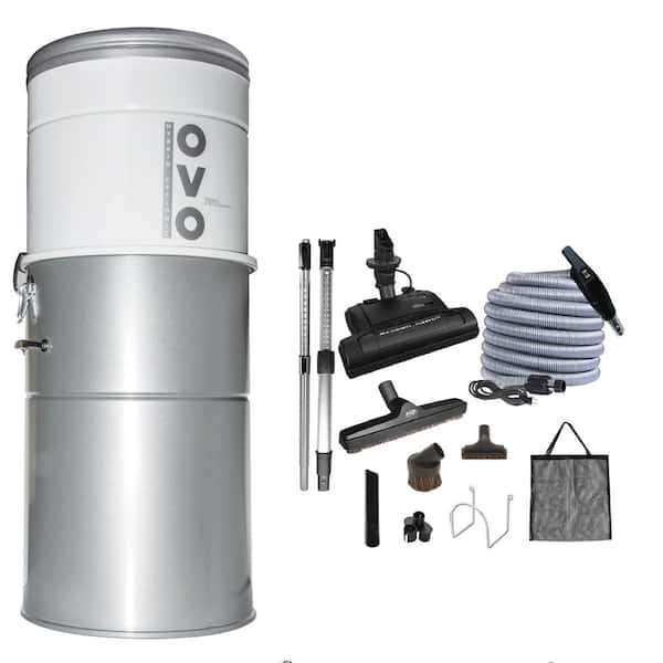 OVO Heavy-Duty Bagless and Bagged Corded Washable Filter Multisurface Central Vacuum 750AW 30 ft. Carpet Deluxe Kit Included