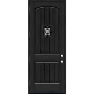 36 in. x 96 in. 2-Panel Left-Hand/Inswing Onyx Stain Fiberglass Prehung Front Door with 4-9/16 in. Jamb Size