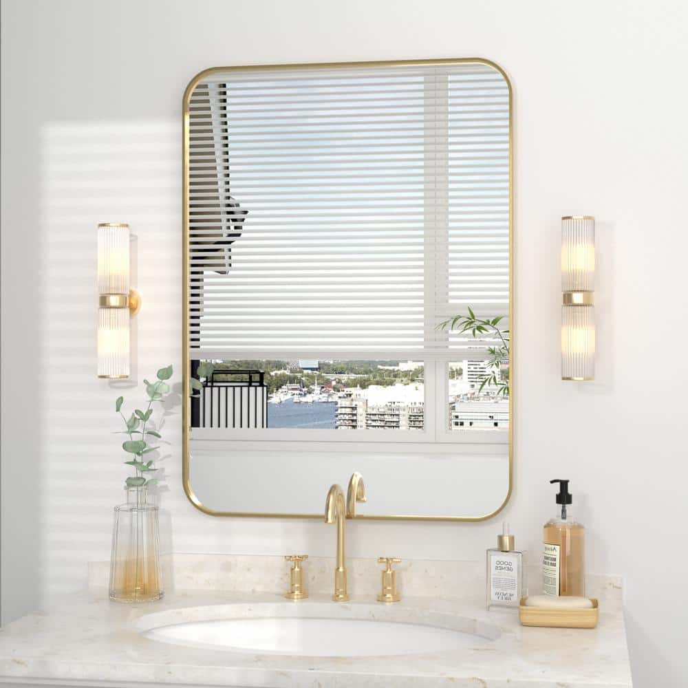 PRIMEPLUS 16 in. W x 24 in. H Small Rectangle Metal Framed Wall Mirror ...