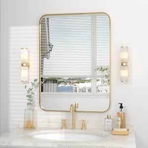 16 in. W x 24 in. H Small Rectangle Metal Framed Wall Mirror Bathroom Mirror Vanity Mirror Accent Mirror in Gold