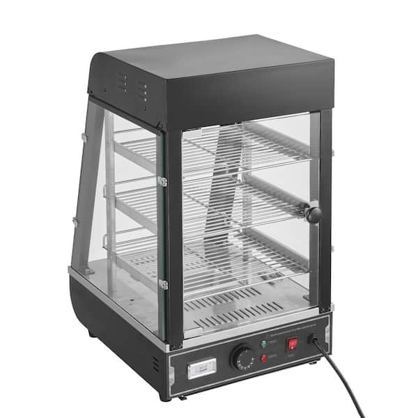 3-Tier Commercial Food Warmer Display, 60 qt. Black Buffet Server with 3-Tier Crock