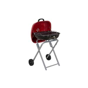 Portable Charcoal Grill in Red with Charcoal Tray and Grate