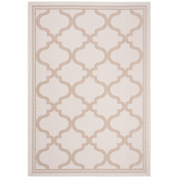 SAFAVIEH Bermuda Ivory/Beige Doormat 3 ft. x 5 ft. Border Trellis Indoor/Outdoor Area Rug