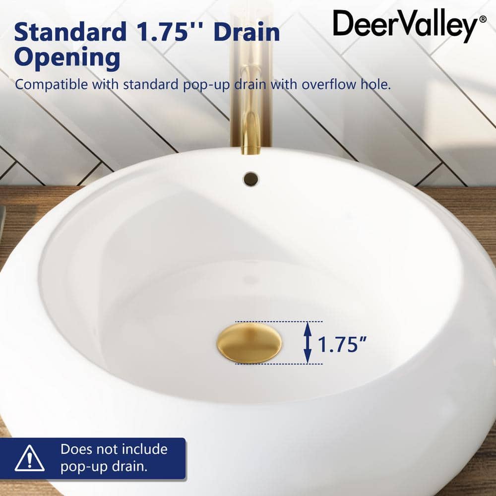 DeerValley 20" Round White Ceramic Vessel Bathroom Sink