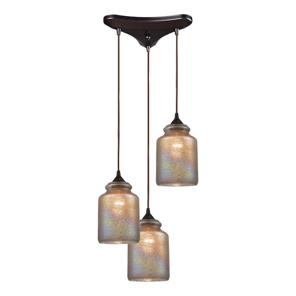 Titan Lighting Isleton 3-Light Oil Rubbed Bronze Mini Pendant Light with Glass Shade
