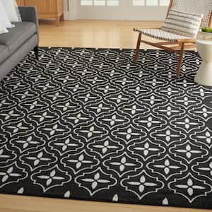 Essentials Black Ivory 8 ft. x 10 ft. Moroccan Contemporary Area Rug