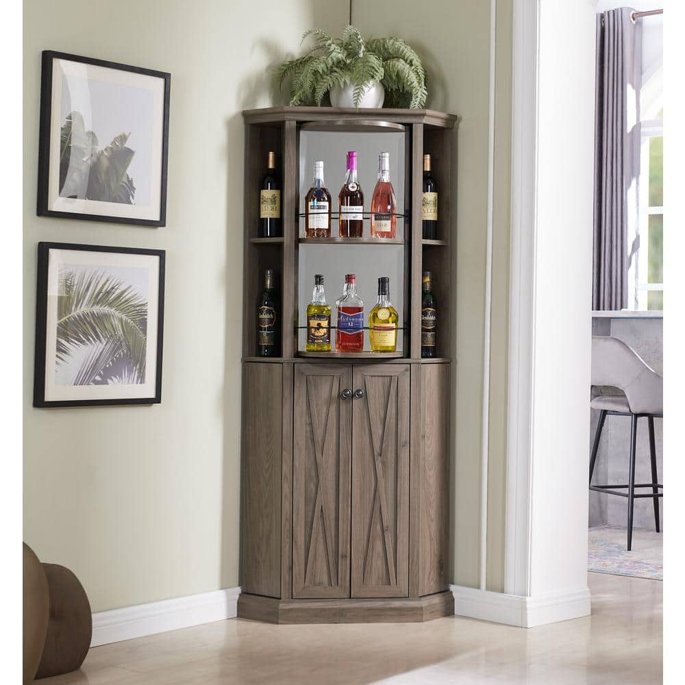 Jill Zarin Home Corner Bar Cabinet Grey -  Home Source Industries, JZ88-WGR-HD