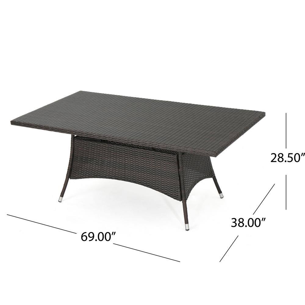 Multibrown Iron and Wicker 6-Person Patio Dining Set with Cushions