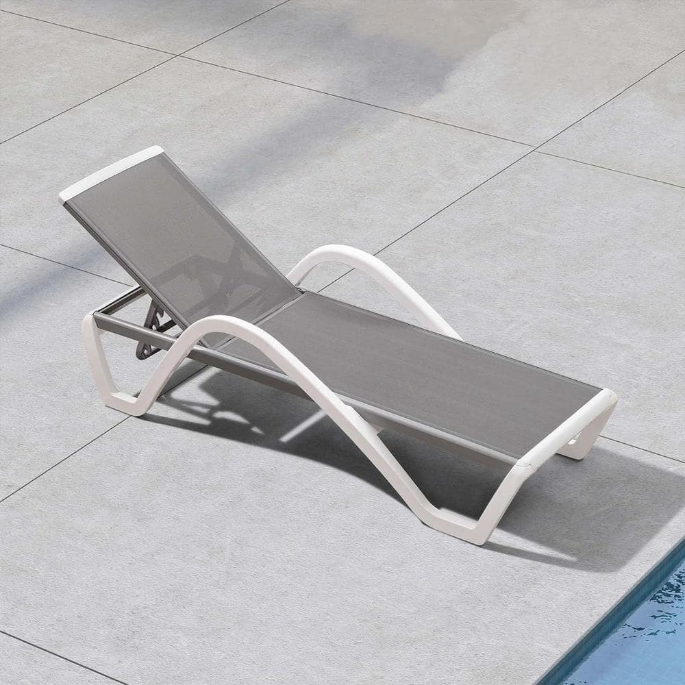 Patio Chaise Lounge Chair Set Outdoor Plastic Chairs for Outside Beach in-Pool Lawn Poolside, Grey price history on PriceWatchPro