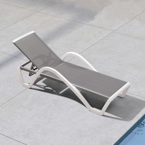 Patio Chaise Lounge Chair Set Outdoor Plastic Chairs for Outside Beach in-Pool Lawn Poolside, Grey