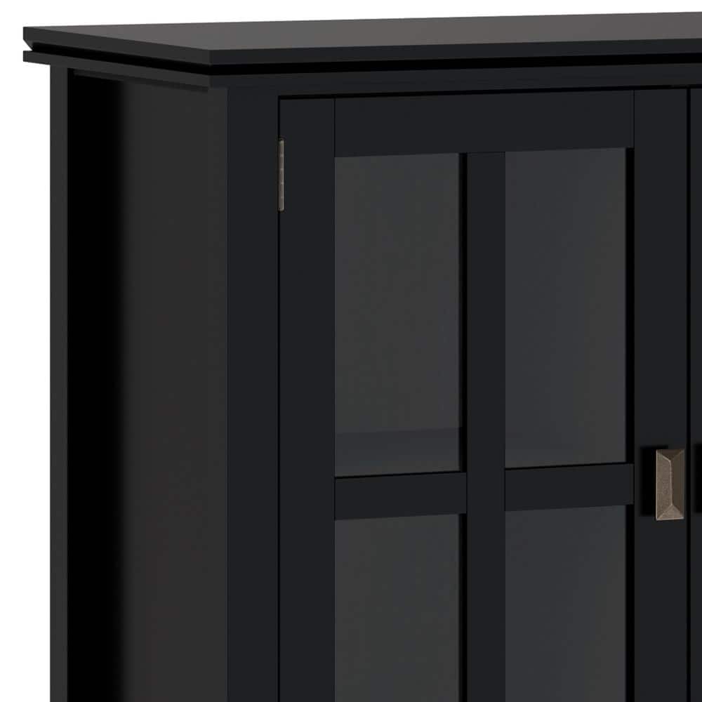 Black Solid Wood 66'' Traditional Sideboard with Adjustable Shelving